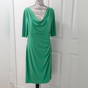 Ralph Lauren Green Midi Dress with Cowl Neck. Size 14